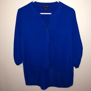 High-Low 3/4 sleeve blouse | Royal Blue